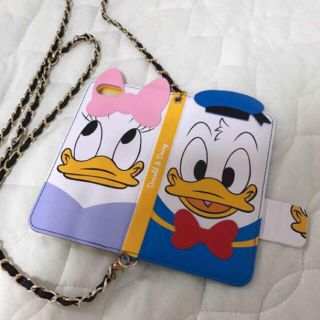 ディズニーiPhone6.6sケースドナルド&デイジーショチェーン付き殆ど未使用(iPhoneケース)