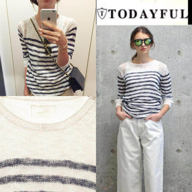 TODAYFUL(トゥデイフル)のtodayful ボーダーサマーニットカットソー リネン レディースのトップス(カットソー(長袖/七分))の商品写真