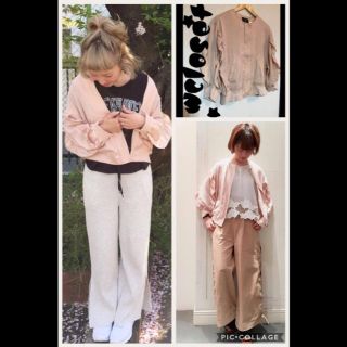 ダブルクローゼット(w closet)のwcloset★袖フリルサテンブルゾン★pk(ブルゾン)