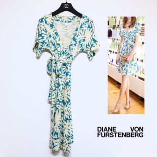 ダイアンフォンファステンバーグ(DIANE von FURSTENBERG)のDVF♡silk100% 珊瑚柄ワンピース★送料込(ひざ丈ワンピース)