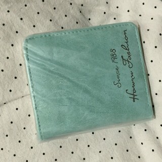 ミニ財布 コンパクト レディース 二つ折財布 超軽量 シンプル 青(折り財布)
