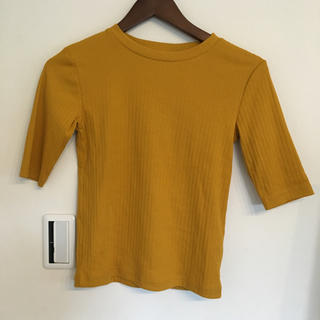 ジーユー(GU)の黄色リブTシャツ(Tシャツ(半袖/袖なし))