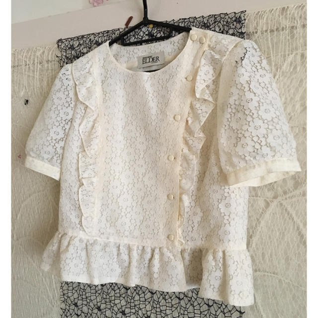 used フラワーレース フリルレトロブラウス♡vintageブラウス レディースのトップス(シャツ/ブラウス(半袖/袖なし))の商品写真