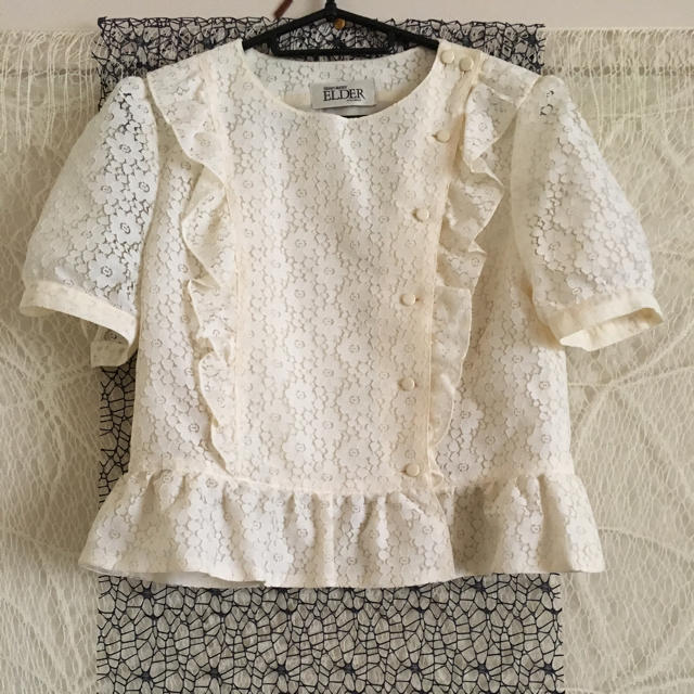 used フラワーレース フリルレトロブラウス♡vintageブラウス レディースのトップス(シャツ/ブラウス(半袖/袖なし))の商品写真