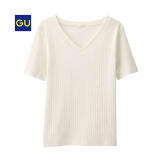 ジーユー(GU)のリブＶネックＴ GU(Tシャツ(半袖/袖なし))