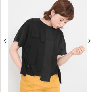 センスオブプレイスバイアーバンリサーチ(SENSE OF PLACE by URBAN RESEARCH)のブロッキングTシャツ 黒 試着のみ アーバンリサーチ センスオブプレイス(カットソー(半袖/袖なし))