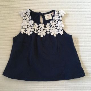 ザラキッズ(ZARA KIDS)の美品☆ZARA☆コットンレース ノースリーブトップス 9-12m 80(Ｔシャツ)