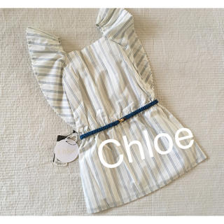 クロエ(Chloe)の新品☆Chloe☆クロエ フリル袖ストライプワンピース 4 100 ¥28000(ワンピース)