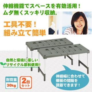 【押入れ収納 ラック 押入れ整理棚 押入れ収納家具 フリーラック】 収納 伸縮式(押し入れ収納/ハンガー)