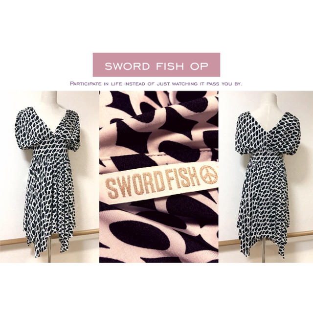 SWORD FISH(ソードフィッシュ)の美品✨SWORD FISH(ソードフィッシュ)Vラインアシンメトリーワンピース レディースのワンピース(ひざ丈ワンピース)の商品写真