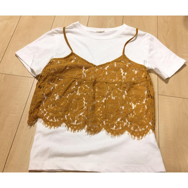 GU(ジーユー)のビスチェレイヤードTシャツ GU イエロー レディースのトップス(Tシャツ(半袖/袖なし))の商品写真