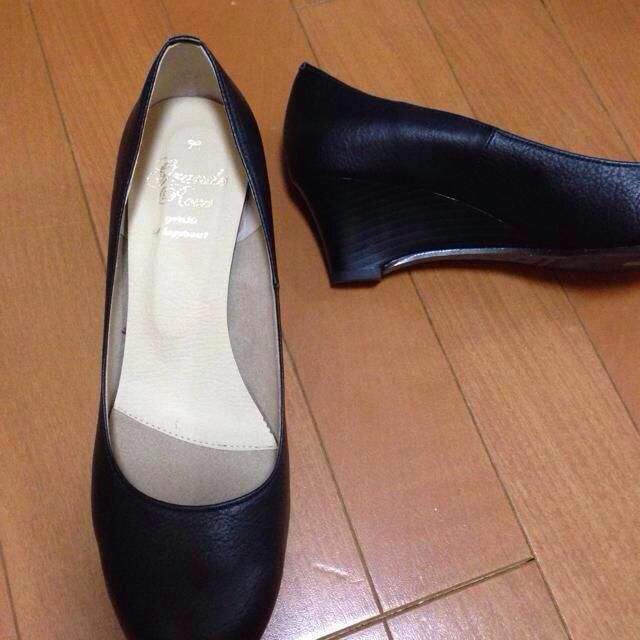 黒ウェッジパンプス☆24.0cm レディースの靴/シューズ(ハイヒール/パンプス)の商品写真