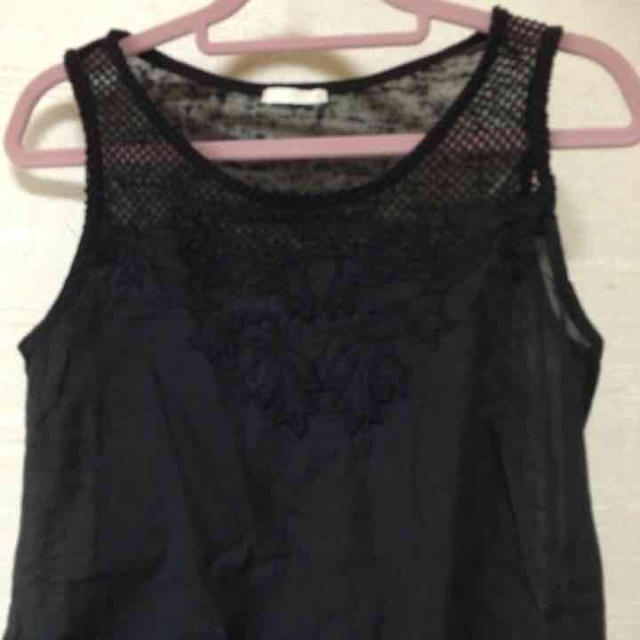 GU(ジーユー)のGU♡ノースリ異素材トップス黒 レディースのトップス(シャツ/ブラウス(半袖/袖なし))の商品写真