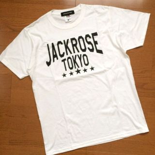 ジャックローズ(JACKROSE)の美品 ジャックローズ 半袖クルーネックTシャツ ホワイト サイズL(Tシャツ/カットソー(半袖/袖なし))