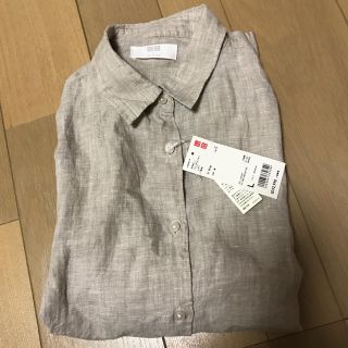 ユニクロ(UNIQLO)のユニクロ プレミアムリネンシャツ Ｌサイズ ベージュ(シャツ/ブラウス(長袖/七分))