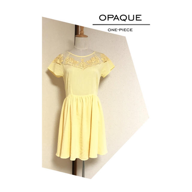 OPAQUE(オペーク)の試着のみ美品 OPAQUE今期大人気パステルイエロー花刺繍レースワンピース春夏 レディースのワンピース(ミニワンピース)の商品写真