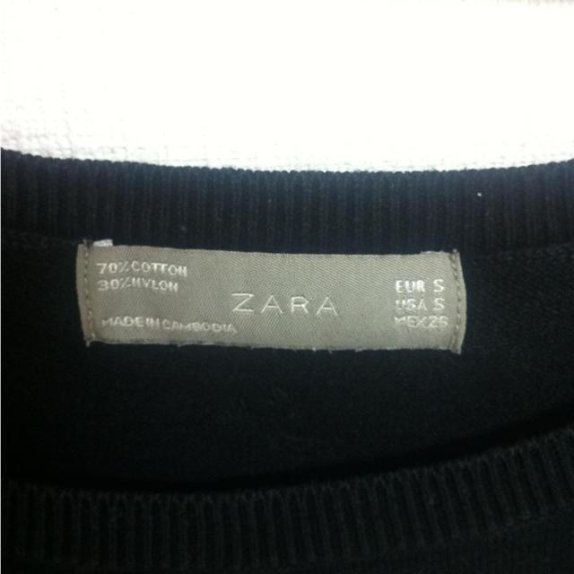 ZARA(ザラ)のZARA七分袖☆黒トップス レディースのトップス(Tシャツ(長袖/七分))の商品写真