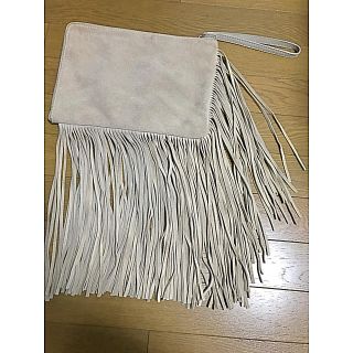 ザラ(ZARA)のZara スエードフリンジクラッチバッグ ベージュ asos topshop(クラッチバッグ)