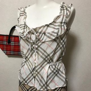 バーバリー(BURBERRY)のBurberry☆ノースリーブブラウス  麻50%(シャツ/ブラウス(半袖/袖なし))