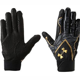 アンダーアーマー(UNDER ARMOUR)のアンダーアーマー バッティング 手袋 MD 左右ペア ブラック ゴールド 野球(ウェア)