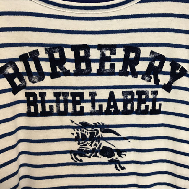 BURBERRY BLUE LABEL(バーバリーブルーレーベル)のバーバリーブルーレーベル ボーダー ロゴ ホースマーク カットソーワンピース レディースのワンピース(ミニワンピース)の商品写真