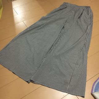 ザラ(ZARA)のZARA ストライプワイドパンツ ガウチョパンツ(バギーパンツ)