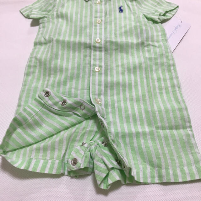 Ralph Lauren(ラルフローレン)の1点のみ入荷☆新品 リネンコットン ショートオール / ライム 6M/70 キッズ/ベビー/マタニティのベビー服(~85cm)(ロンパース)の商品写真