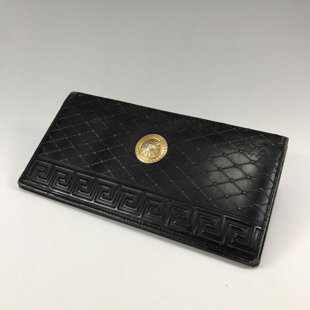 【美品】GIANNI VERSACE ヴェルサーチ ブラック 長財布