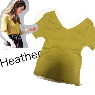 ヘザー(heather)のheather 今季 VネックリボンT(カットソー(半袖/袖なし))