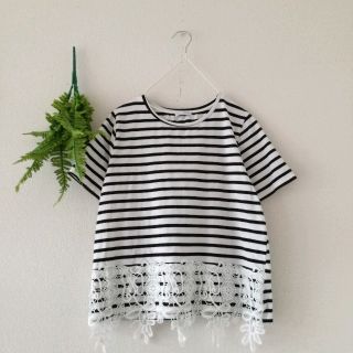 ザラ(ZARA)のZARA ボーダー レース コンビ T シャツ(Tシャツ(半袖/袖なし))