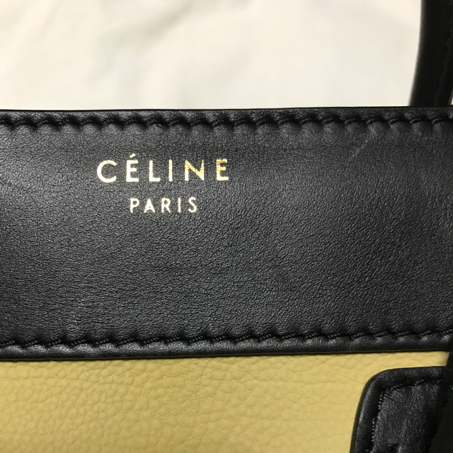 celine(セリーヌ)のCELINE（セリーヌ）ラゲージマイクロ イエロー×ベージュ×ブラック レディースのバッグ(ハンドバッグ)の商品写真