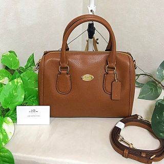 コーチ(COACH)の♡新品COACH レザー ミニサッチェル 2wayバック キャメル♡(ショルダーバッグ)