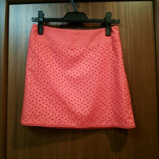 新品  オレンジ色のレース刺繍ミニスカート＊＊(ミニスカート)