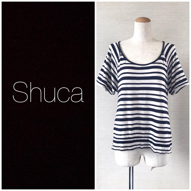 shuca(シュカ)の❤️送料込❤️Shuca コットンサマーセーター  ボーダー シュカ レディースのトップス(Tシャツ(半袖/袖なし))の商品写真