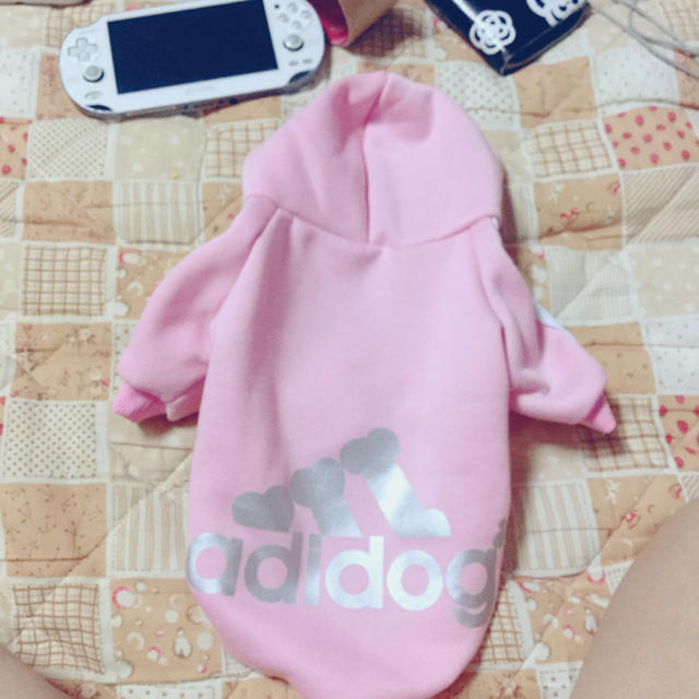 adidas(アディダス)のワンちゃんの服  薄ピンク Ｌサイズ ハンドメイドのペット(ペット服/アクセサリー)の商品写真