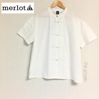 メルロー(merlot)のメルロー チャイナボタン 半袖トップス ＊ホワイト(シャツ/ブラウス(半袖/袖なし))