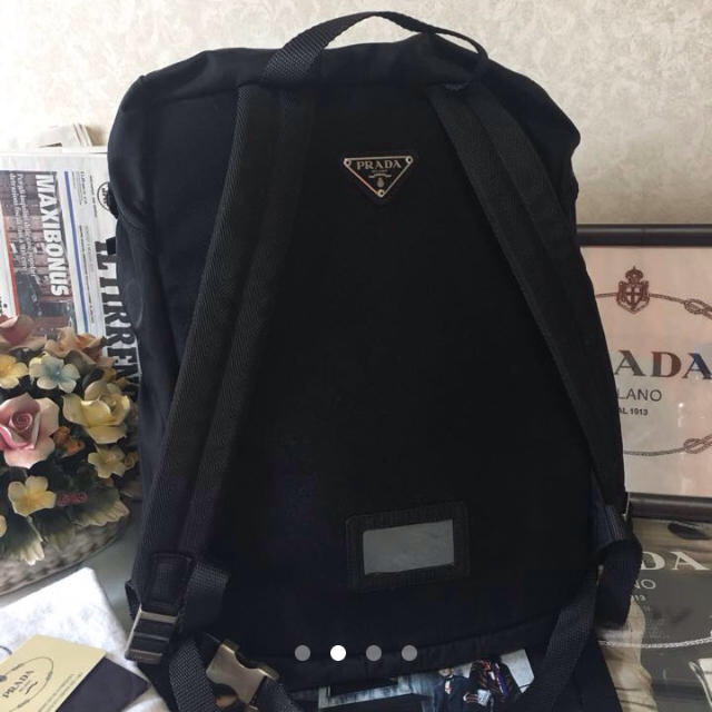 PRADA(プラダ)の◆にゃーんさこ様専用◆プラダ  ナイロン リュック   ブラック V135   メンズのバッグ(バッグパック/リュック)の商品写真