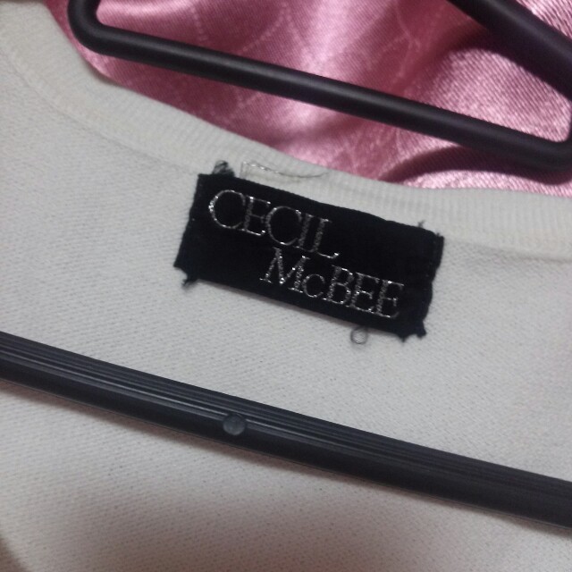 CECIL McBEE(セシルマクビー)のアーガイル●サマーニット●ホワイト レディースのトップス(Tシャツ(半袖/袖なし))の商品写真
