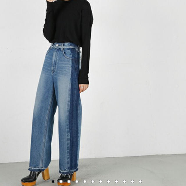 超人気の meer. New des ブラック デニム PINTACK STRAIGHT DENIM