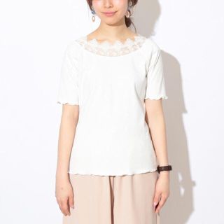 ナチュラルクチュール(natural couture)の【新品】レース付きテレコプルオーバー(Tシャツ(半袖/袖なし))