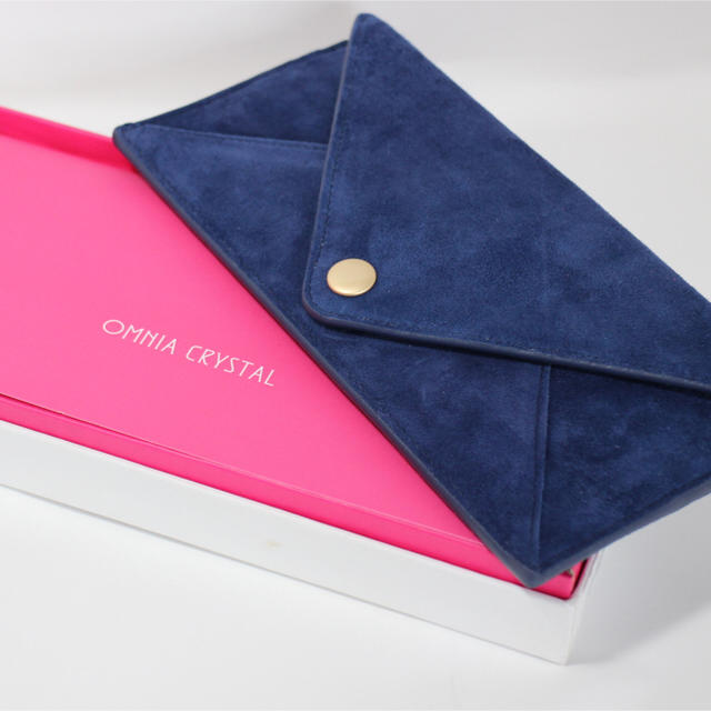 ☆新品未使用☆OMNIA CRYSTAL 長財布 スエード ブルー 青 韓国 レディースのファッション小物(財布)の商品写真