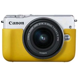 キヤノン(Canon)のキヤノン EOS M10専用❤️かわいいフェイスジャケット イエロー❤️(ミラーレス一眼)