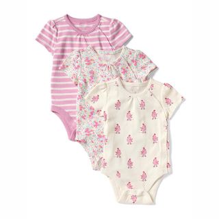 ベビーギャップ(babyGAP)の【新品】70cm girls 半袖ロンパース3点セット(ロンパース)