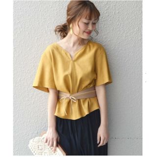 シップスフォーウィメン(SHIPS for women)の17SS リネンフレアスリーブプルオーバー【イエロー】(シャツ/ブラウス(半袖/袖なし))