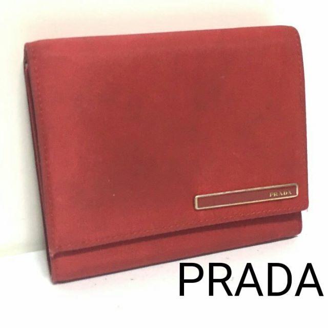 PRADA(プラダ)の正規 PRADA ナイロン レザー 3つ折り財布 レッド 赤 折り畳み 財布 レディースのファッション小物(財布)の商品写真