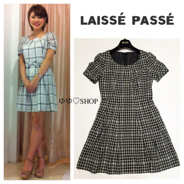 LAISSE PASSE(レッセパッセ)のシアーチェックワンピース レディースのワンピース(ミニワンピース)の商品写真