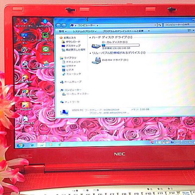 NEC(エヌイーシー)のマジカルストロベリー❤️DVD作成/Office/WiFi❤️Win10❤️美品 スマホ/家電/カメラのPC/タブレット(ノートPC)の商品写真