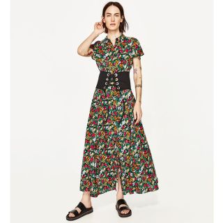 ザラ(ZARA)のZARA 花柄 ワンピース ロング XS(ロングワンピース/マキシワンピース)