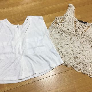 ザラ(ZARA)のZARA ビスチェ レースキャミ & Tシャツ？ 2点セット(Tシャツ(半袖/袖なし))