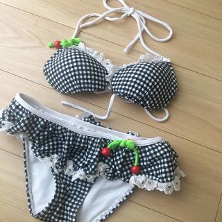 ベッツィジョンソン(BETSEY JOHNSON)のビキニ ギンガムチェック 水着 レース 刺繍(水着)